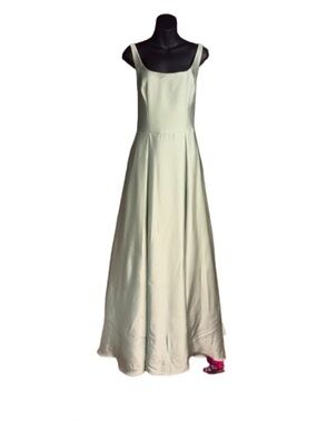 Azazie Dusty Sage Ball-Gown with Pockets Stretch Satin Dress 14 formal floor